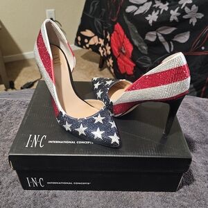 INC International Concepts Women's Star-Spangled Heels - Red, White, and Blue
